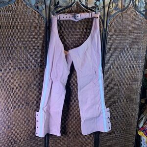 Power Strip Pink and White Leather Motorcycle Chaps Size S
